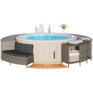 Borde Bañera Hidromasaje Madera Acacia Y Ratán Sintético Gris Vidaxl Borde Bañera Hidromasaje Madera Acacia Y Ratán Sintético Gris Vidaxl