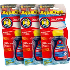 AQUACHEK Pack de 3 Tiras analíticas Aquachek rojo para bromo, dureza, alcalinidad y pH.