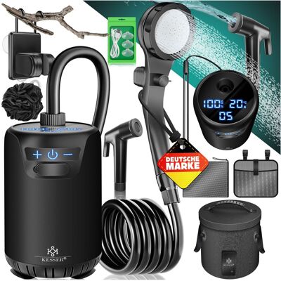 Kesser® Ducha Camping, Bomba, 8000 Mah - Negro / Negro, Depósito 20 L Kesser® Ducha Camping, Bomba, 8000 Mah - Negro / Negro, Depósito 20 L