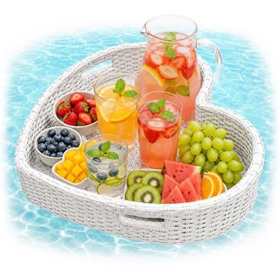 Relaxdays Bandeja Flotante En Forma De Corazón Para Piscina, Snacks Y Bebidas, 20×60×60 Cm, Ratán, Insumergible, Blanca Relaxdays Bandeja Flotante En Forma De Corazón Para Piscina, Snacks Y Bebidas, 20×60×60 Cm, Ratán, Insumergible, Blanca