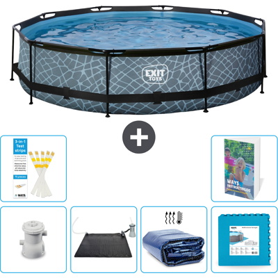 EXIT TOYS Exit-toys Piscina Exit Redonda - Efecto Piedra - 360x76 Cm - 7-piezas S340 EXIT TOYS Exit-toys Piscina Exit Redonda - Efecto Piedra - 360x76 Cm - 7-piezas S340