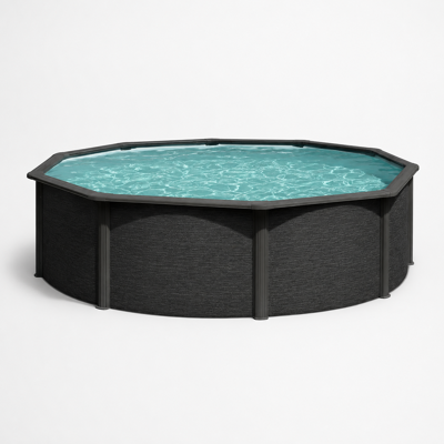 Piscina Elevada Gre Circular Antracita 132cm De Altura 350x132 Piscina Elevada Gre Circular Antracita 132cm De Altura 350x132