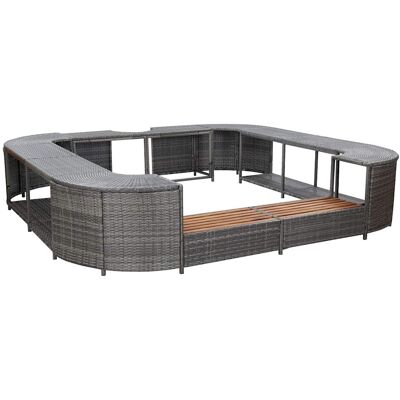 Vidaxl Borde Cuadrado Bañera Hidromasaje Ratán Pe Gris 268x268x55 Cm Vidaxl Borde Cuadrado Bañera Hidromasaje Ratán Pe Gris 268x268x55 Cm