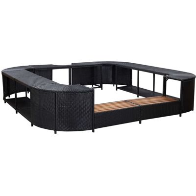 Vidaxl - Borde Cuadrado Bañera Hidromasaje Ratán Pe Negro 268x268x55 Cm Vidaxl - Borde Cuadrado Bañera Hidromasaje Ratán Pe Negro 268x268x55 Cm
