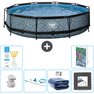 EXIT TOYS Exit-toys Piscina Exit Redonda - Efecto Piedra - 360x76 Cm - 7-piezas S217 EXIT TOYS Exit-toys Piscina Exit Redonda - Efecto Piedra - 360x76 Cm - 7-piezas S217
