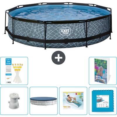 EXIT TOYS Exit-toys Piscina Exit Redonda - Efecto Piedra - 360x76 Cm - 7-piezas S303 EXIT TOYS Exit-toys Piscina Exit Redonda - Efecto Piedra - 360x76 Cm - 7-piezas S303