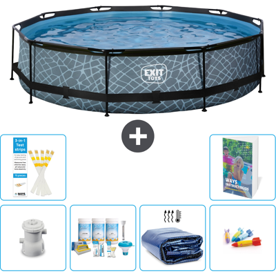 EXIT TOYS Exit-toys Piscina Exit Redonda - Efecto Piedra - 360x76 Cm - 7-piezas S282 EXIT TOYS Exit-toys Piscina Exit Redonda - Efecto Piedra - 360x76 Cm - 7-piezas S282