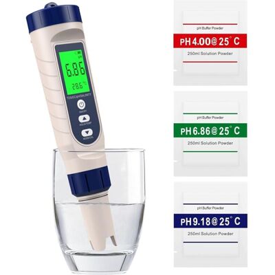 SANS MARQUE Medidor De Ph 5 En 1, Ph, Tds, Ce, Salinidad, Termómetro, Probador De Ph Para Piscina Con Pantalla Lcd Retroiluminada Y Compensación De Temperatura SANS MARQUE Medidor De Ph 5 En 1, Ph, Tds, Ce, Salinidad, Termómetro, Probador De Ph Para Piscina Con Pantalla Lcd Retroiluminada Y Compensación De Temperatura