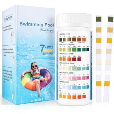 BARKBUSTERS 7 En 1 Testeur Pour Eau De Piscine Et Spa, 100 Bandelettes Test Piscine, Test Piscine Chlore Et Ph, Le Brome, La Dureté Totale, L’alcalinité Totale, L’acide Cyanurique, Le Chlore Total BARKBUSTERS 7 En 1 Testeur Pour Eau De Piscine Et Spa, 100 Bandelettes Test Piscine, Test Piscine Chlore Et Ph, Le Brome, La Dureté Totale, L’alcalinité Totale, L’acide Cyanurique, Le Chlore Total