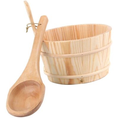 DESINEO Kit De Cubo + Cucharón De Madera Para Sauna 4 Litros DESINEO Kit De Cubo + Cucharón De Madera Para Sauna 4 Litros