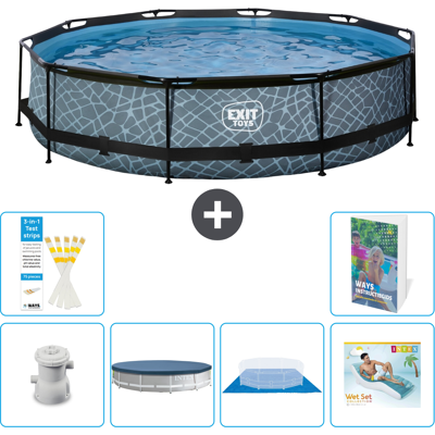 EXIT TOYS Exit-toys Piscina Exit Redonda - Efecto Piedra - 360x76 Cm - 7-piezas S322 EXIT TOYS Exit-toys Piscina Exit Redonda - Efecto Piedra - 360x76 Cm - 7-piezas S322