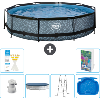 EXIT TOYS Exit-toys Piscina Exit Redonda - Efecto Piedra - 360x76 Cm - 7-piezas S314 EXIT TOYS Exit-toys Piscina Exit Redonda - Efecto Piedra - 360x76 Cm - 7-piezas S314