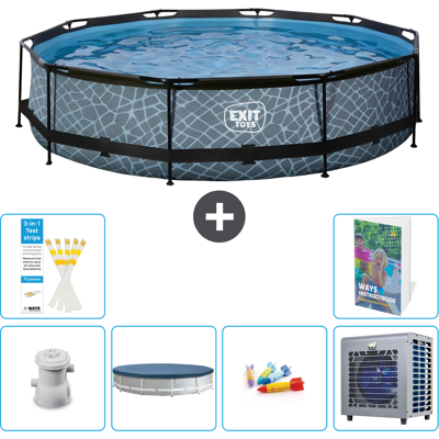 EXIT TOYS Exit-toys Piscina Exit Redonda - Efecto Piedra - 360x76 Cm - 7-piezas S338 EXIT TOYS Exit-toys Piscina Exit Redonda - Efecto Piedra - 360x76 Cm - 7-piezas S338