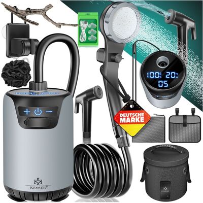 Kesser® Ducha Camping, Bomba, 8000 Mah - Plateado / Negro, Depósito 20 L Kesser® Ducha Camping, Bomba, 8000 Mah - Plateado / Negro, Depósito 20 L