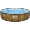 Piscina sobre tierra ø 549 x 122 cm Redonda Bestway Power Acero Swim Vista con ojos de buey Piscina tubular efecto madera