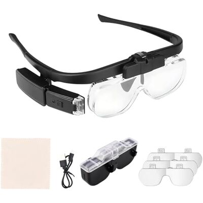 OEM Lupa Con 2 Luces Led Ajustables, Apilable, 3 Lupas Para Hombre Y Mujer, 6 Combinaciones: 1.5x, 2.0x, 2.5x, 3.5x, 4.0x, 4.5x, Gafas De Lectura, Lupa De Joyero Y Relojero, Con Estuche OEM Lupa Con 2 Luces Led Ajustables, Apilable, 3 Lupas Para Hombre Y Mujer, 6 Combinaciones: 1.5x, 2.0x, 2.5x, 3.5x, 4.0x, 4.5x, Gafas De Lectura, Lupa De Joyero Y Relojero, Con Estuche
