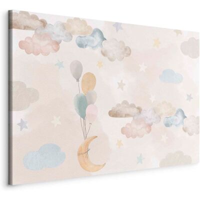 OEM Imagen - Luna De Cuento De Hadas - Luna En Tonos Pastel Con Globos Entre Nubes Coloridas Y Estrellas En Colores Suaves Sobre Un Fondo Claro/cielo De Cuento De Hadas OEM Imagen - Luna De Cuento De Hadas - Luna En Tonos Pastel Con Globos Entre Nubes Coloridas Y Estrellas En Colores Suaves Sobre Un Fondo Claro/cielo De Cuento De Hadas