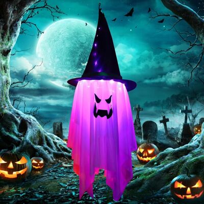 OEM Sombrero De Bruja Colgante Con Luz Led Para Halloween Con Sonrisa De Sol OEM Sombrero De Bruja Colgante Con Luz Led Para Halloween Con Sonrisa De Sol