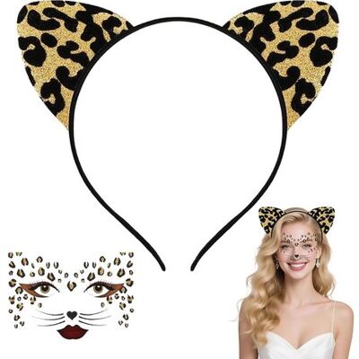 OEM Diadema Con Estampado De Leopardo, Diadema Con Estampado De Leopardo Para Mujeres Con Tatuajes Faciales, Diadema Con Estampado De Leopardo, Adecuada Para Cumpleaños, Halloween, Fiestas De Disfraces Y OEM Diadema Con Estampado De Leopardo, Diadema Con Estampado De Leopardo Para Mujeres Con Tatuajes Faciales, Diadema Con Estampado De Leopardo, Adecuada Para Cumpleaños, Halloween, Fiestas De Disfraces Y