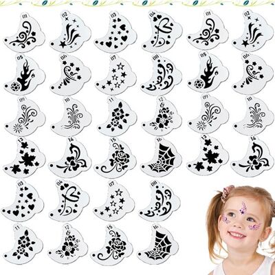 OEM 32 Piezas, Plantillas Reutilizables Para Pintura Corporal De Halloween, Pintura Facial, Adecuado Para Fiestas De Halloween Y Maquillaje Artístico OEM 32 Piezas, Plantillas Reutilizables Para Pintura Corporal De Halloween, Pintura Facial, Adecuado Para Fiestas De Halloween Y Maquillaje Artístico