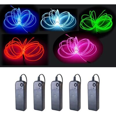 OEM Juego De 5 Colores De Cable De Luz De Neón El Con Paquete De Baterías Para Decoración Y Disfraces. OEM Juego De 5 Colores De Cable De Luz De Neón El Con Paquete De Baterías Para Decoración Y Disfraces.