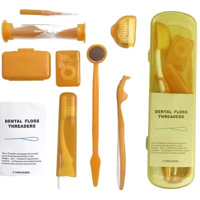 OEM Kit De Cuidado Bucal Ortodóncico, Diseño Portátil, Instrumental Dental Completo, Color Naranja. OEM Kit De Cuidado Bucal Ortodóncico, Diseño Portátil, Instrumental Dental Completo, Color Naranja.