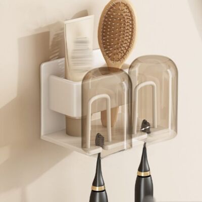 OEM Soporte De Pared Para Cepillo Y Pasta De Dientes Con 2 Vasos, Almacenamiento Para Baño Sin Necesidad De Taladrar, Metal Blanco, 16 × 7,5 × 8 Cm OEM Soporte De Pared Para Cepillo Y Pasta De Dientes Con 2 Vasos, Almacenamiento Para Baño Sin Necesidad De Taladrar, Metal Blanco, 16 × 7,5 × 8 Cm