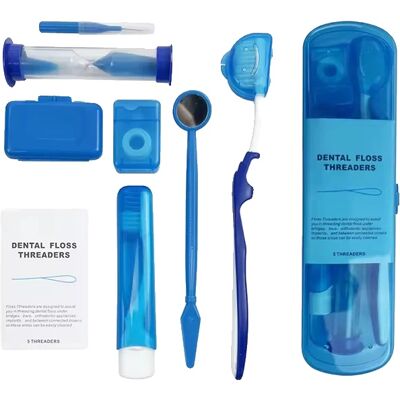 OEM Kit De Cuidado Bucal De Ortodoncia, Diseño Portátil, Instrumental Dental Completo, Color Azul. OEM Kit De Cuidado Bucal De Ortodoncia, Diseño Portátil, Instrumental Dental Completo, Color Azul.