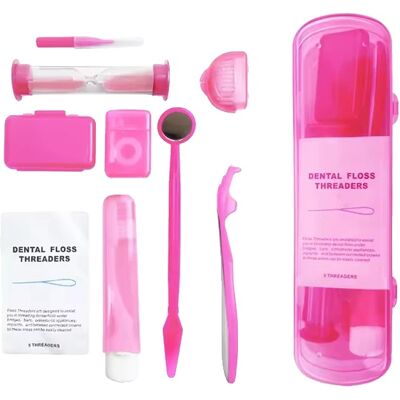 OEM Kit De Cuidado Bucal De Ortodoncia, Diseño Portátil, Instrumental Dental Completo, Color Rosa. OEM Kit De Cuidado Bucal De Ortodoncia, Diseño Portátil, Instrumental Dental Completo, Color Rosa.