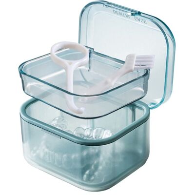 OEM Caja De Almacenamiento Para Retenedores Con Cesta Coladora, Bandeja Para Prótesis Dentales Y Soporte Para Protectores Bucales, Azul OEM Caja De Almacenamiento Para Retenedores Con Cesta Coladora, Bandeja Para Prótesis Dentales Y Soporte Para Protectores Bucales, Azul