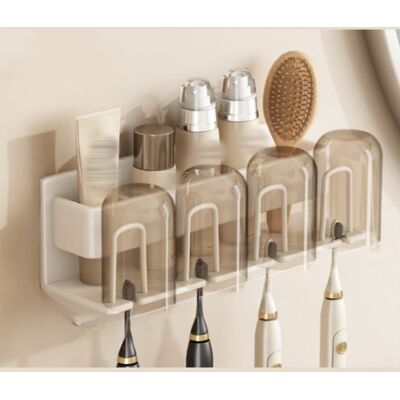 OEM Soporte De Pared Para Cepillo Y Pasta De Dientes Con 4 Compartimentos, Organizador De Baño, Metal Resistente, Instalación Sin Taladro, 26 × 7,5 × 8 Cm OEM Soporte De Pared Para Cepillo Y Pasta De Dientes Con 4 Compartimentos, Organizador De Baño, Metal Resistente, Instalación Sin Taladro, 26 × 7,5 × 8 Cm