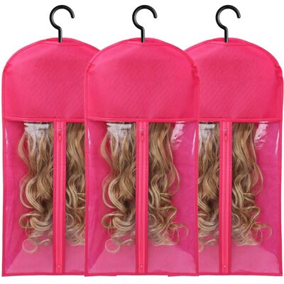 OEM Bolsa De Almacenamiento De Pelucas De 3 Piezas Con Ganchos, Con Capacidad Para Varias Pelucas, Adecuada Para Extensiones De Cabello, Pelucas Y Accesorios (rojo Rosado). OEM Bolsa De Almacenamiento De Pelucas De 3 Piezas Con Ganchos, Con Capacidad Para Varias Pelucas, Adecuada Para Extensiones De Cabello, Pelucas Y Accesorios (rojo Rosado).