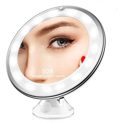 DPZO Espejo De Aumento 10x, Espejo De Maquillaje De Viaje Con Luz Led Y Ventosa, Espejo De Aumento Giratorio De 360° Para Montaje En Pared Para Baño. DPZO Espejo De Aumento 10x, Espejo De Maquillaje De Viaje Con Luz Led Y Ventosa, Espejo De Aumento Giratorio De 360° Para Montaje En Pared Para Baño.