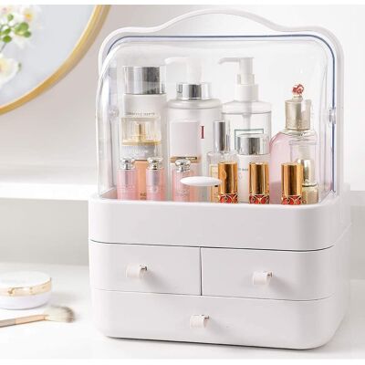 OEM Organizador De Maquillaje Giratorio De 180°, Caja De Almacenamiento A Prueba De Polvo Con Tapa Y Asa, Blanco. OEM Organizador De Maquillaje Giratorio De 180°, Caja De Almacenamiento A Prueba De Polvo Con Tapa Y Asa, Blanco.