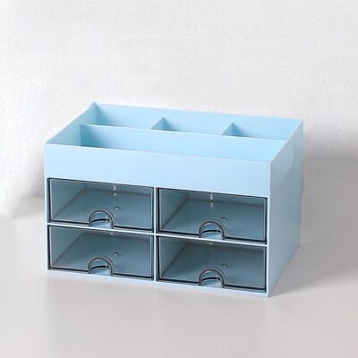 OEM Caja De Almacenamiento Transparente Con Frontal Tipo Cajón Para Estudiantes, Organizador De Material Escolar, Caja De Almacenamiento De Maquillaje, Color Azul. OEM Caja De Almacenamiento Transparente Con Frontal Tipo Cajón Para Estudiantes, Organizador De Material Escolar, Caja De Almacenamiento De Maquillaje, Color Azul.
