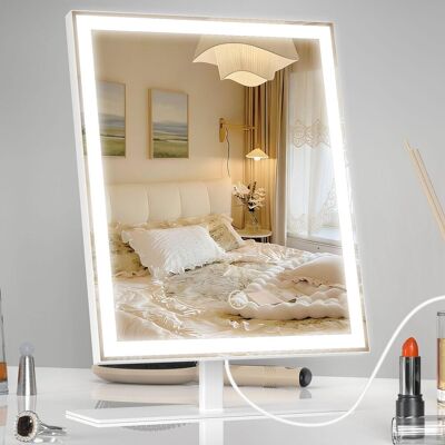 AURALUM Espejo De Maquillaje Con Luz, Espejo Con Intensidad Regulable Y Aumento De 10x Extraíble, 3 Modos De Color, Espejo Led Para Maquillaje, Color Blanco AURALUM Espejo De Maquillaje Con Luz, Espejo Con Intensidad Regulable Y Aumento De 10x Extraíble, 3 Modos De Color, Espejo Led Para Maquillaje, Color Blanco