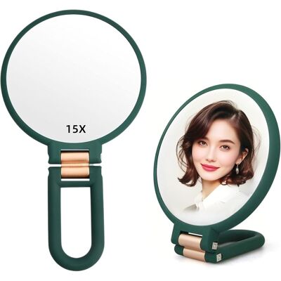 OEM Espejo De Viaje Con Aumento De 15x, Mango Giratorio Y Ajustable, Plegable Por Ambos Lados, Ideal Para Maquillaje De Ojos, Viajes, Oficina Y Afeitado. OEM Espejo De Viaje Con Aumento De 15x, Mango Giratorio Y Ajustable, Plegable Por Ambos Lados, Ideal Para Maquillaje De Ojos, Viajes, Oficina Y Afeitado.