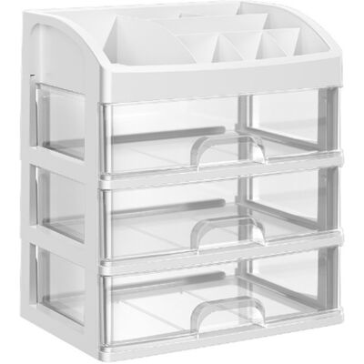 OEM Organizador De Escritorio De 3 Cajones, Almacenamiento De Plástico Transparente Para Oficina Y Maquillaje. OEM Organizador De Escritorio De 3 Cajones, Almacenamiento De Plástico Transparente Para Oficina Y Maquillaje.