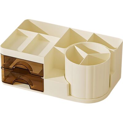 OEM Organizador Rotativo - 360° - Transparente - Para Maquillaje Y Accesorios - 5 Compartimentos + 2 Cajones - Pet - Ideal Baño Y Dormitorio - Unidad OEM Organizador Rotativo - 360° - Transparente - Para Maquillaje Y Accesorios - 5 Compartimentos + 2 Cajones - Pet - Ideal Baño Y Dormitorio - Unidad