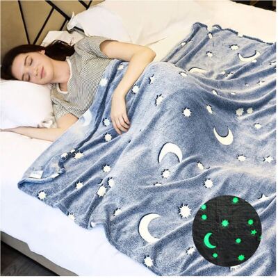 TRADE SHOP TRAESIO Trade Shop - Coperta Plaid In Pile Con Stelle Che Si Illuminano Al Buio Morbida Idea Regalo - TRADE SHOP TRAESIO Trade Shop - Coperta Plaid In Pile Con Stelle Che Si Illuminano Al Buio Morbida Idea Regalo -