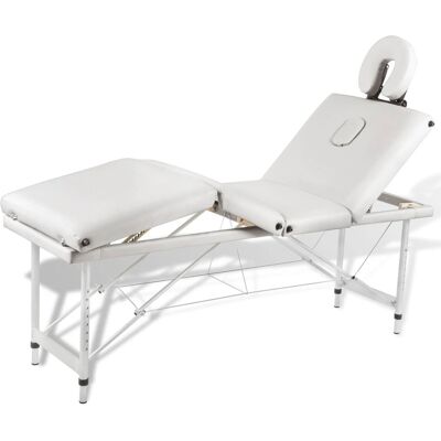 HKLFFJA Camilla De Masaje Plegable De 4 Zonas Con Estructura De Acero Inoxidable Color Blanco Crema 020001877 HKLFFJA Camilla De Masaje Plegable De 4 Zonas Con Estructura De Acero Inoxidable Color Blanco Crema 020001877