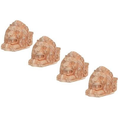 Biscottini - Juego De 4 Pies Florero Cabeza De León En Terracotta Toscana 100% Made In Italy Totalmente Artesanal Biscottini - Juego De 4 Pies Florero Cabeza De León En Terracotta Toscana 100% Made In Italy Totalmente Artesanal