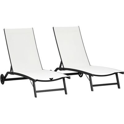 BEYAMIS Set Di 2 Lettini Prendisole Reclinabili, In Alluminio E Tessuto Traspirante, 66x165x102 Cm, Color Crema. BEYAMIS Set Di 2 Lettini Prendisole Reclinabili, In Alluminio E Tessuto Traspirante, 66x165x102 Cm, Color Crema.