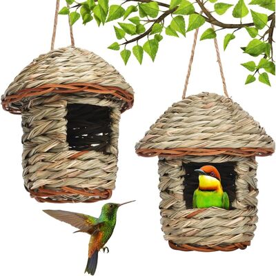 OEM 2 Pièces Nid Oiseau Fait À La Main, Grass Bird Hat, Nichoir Tissé À La Main, Maison Pour Oiseaux De La Nature, Nichoirs À Oiseaux, Adapté Aux Petits Oiseaux Tels Que Les Colibris, Perruche (round) OEM 2 Pièces Nid Oiseau Fait À La Main, Grass Bird Hat, Nichoir Tissé À La Main, Maison Pour Oiseaux De La Nature, Nichoirs À Oiseaux, Adapté Aux Petits Oiseaux Tels Que Les Colibris, Perruche (round)