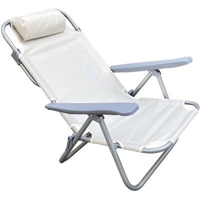 TRADE SHOP TRAESIO Trade Shop - Sedia Sdraio Spiaggina Mare Reclinabile In Ferro Cuscino Crema Campeggio Giardino 046039 - TRADE SHOP TRAESIO Trade Shop - Sedia Sdraio Spiaggina Mare Reclinabile In Ferro Cuscino Crema Campeggio Giardino 046039 -