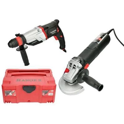 Conjunto de Herramientas Eléctricas Hanger - Amoladora 1250W, Martillo SDS+ 850W y Maletín Hangbox Conjunto de Herramientas Eléctricas Hanger - Amoladora 1250W, Martillo SDS+ 850W y Maletín Hangbox