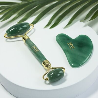 OEM Rodillo Y Piedra Gua Sha Para Masaje Y Relajación - Jade Yeye Verde OEM Rodillo Y Piedra Gua Sha Para Masaje Y Relajación - Jade Yeye Verde