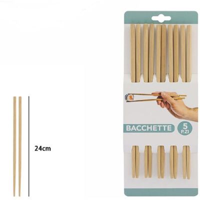 TRADE SHOP TRAESIO Trade Shop - Set 5 Coppie 10 Bacchette In Legno Cinesi Giapponesi Posate Cucina 24 Cm 74192 - TRADE SHOP TRAESIO Trade Shop - Set 5 Coppie 10 Bacchette In Legno Cinesi Giapponesi Posate Cucina 24 Cm 74192 -