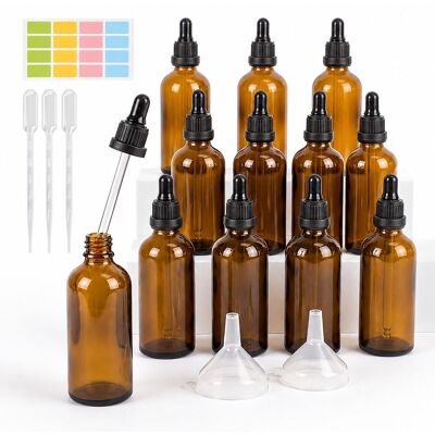 NORTHIX Amber Glass Dropper Bottles, 100 Ml, 12-pack Set NORTHIX Amber Glass Dropper Bottles, 100 Ml, 12-pack Set