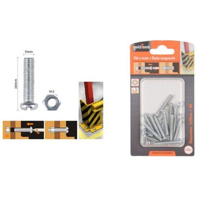 TRADE SHOP TRAESIO Trade Shop - Set 12pz Viti Vite Testa A Croce Tonda 5 X 30mm Con Dadi Dado Esagonale M5 90970 - TRADE SHOP TRAESIO Trade Shop - Set 12pz Viti Vite Testa A Croce Tonda 5 X 30mm Con Dadi Dado Esagonale M5 90970 -